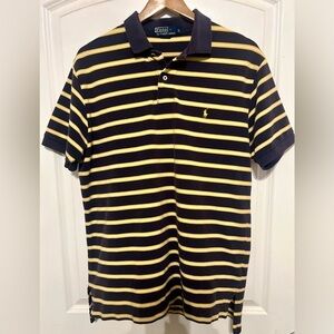 Ralph Lauren Polo - Large Men's navy blue w/ yellow stripes - Size Large
